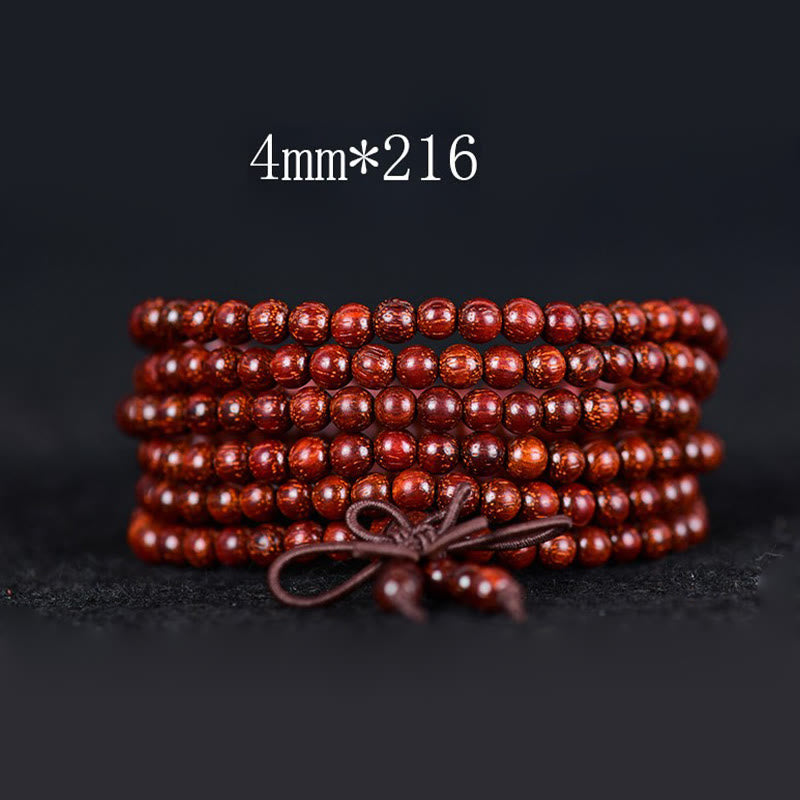 Pulsera de equilibrio de sándalo rojo con hoja pequeña tibetana de Buddha Stones - 4 mm x 216 - image 6