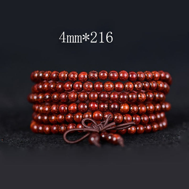Pulsera de equilibrio de sándalo rojo con hoja pequeña tibetana de Buddha Stones - 4 mm x 216 - image 6