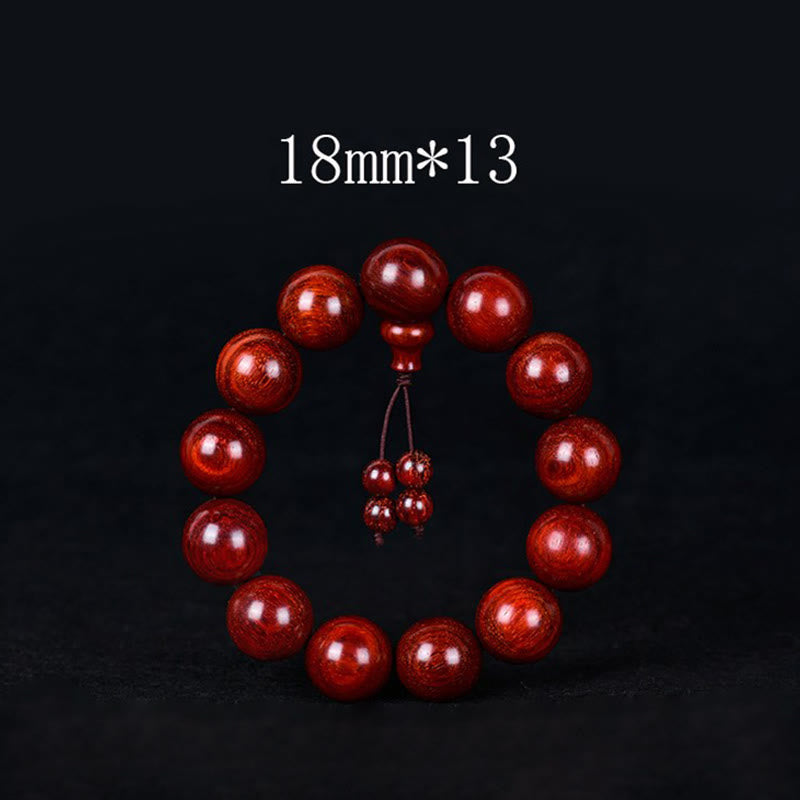 Pulsera de equilibrio de sándalo rojo con hoja pequeña tibetana de Buddha Stones - 18 mm x 13 - image 9