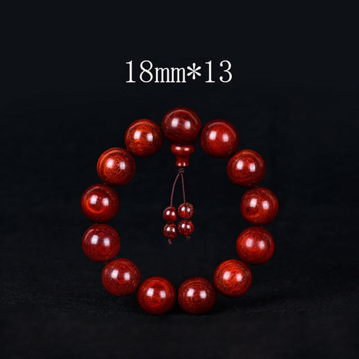 Pulsera de equilibrio de sándalo rojo con hoja pequeña tibetana de Buddha Stones - 18 mm x 13 - image 9