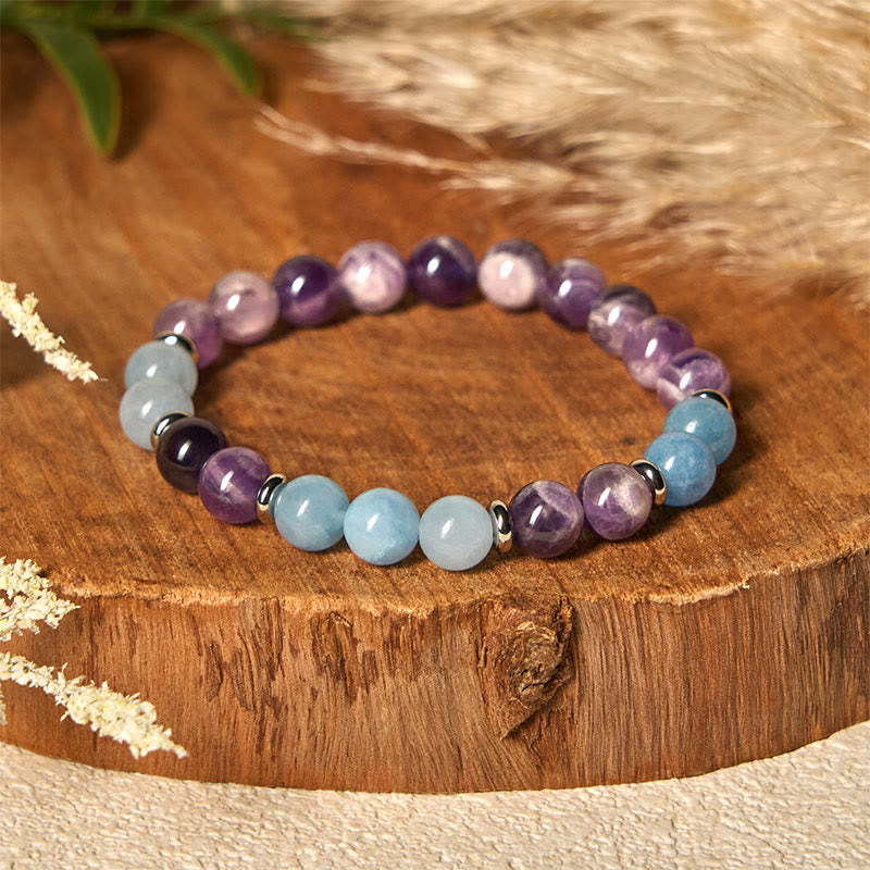 Pulsera de la paz con cuentas espaciadoras de amatista y aguamarina de Buddha Stones - image 1