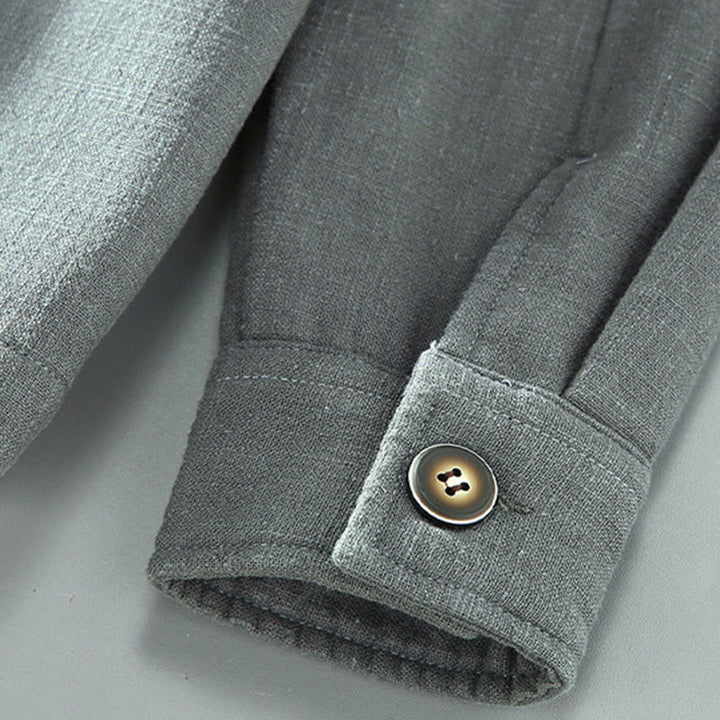 Chaqueta térmica Buddha Stones de manga larga, lisa, de lino y algodón ramio con forro polar y bolsillos para hombre - image 9