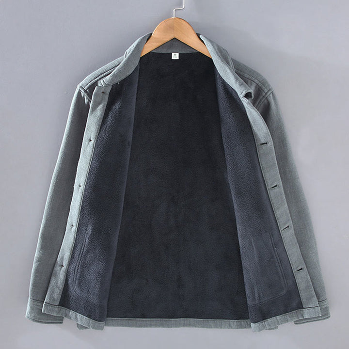 Chaqueta térmica Buddha Stones de manga larga, lisa, de lino y algodón ramio con forro polar y bolsillos para hombre - image 2