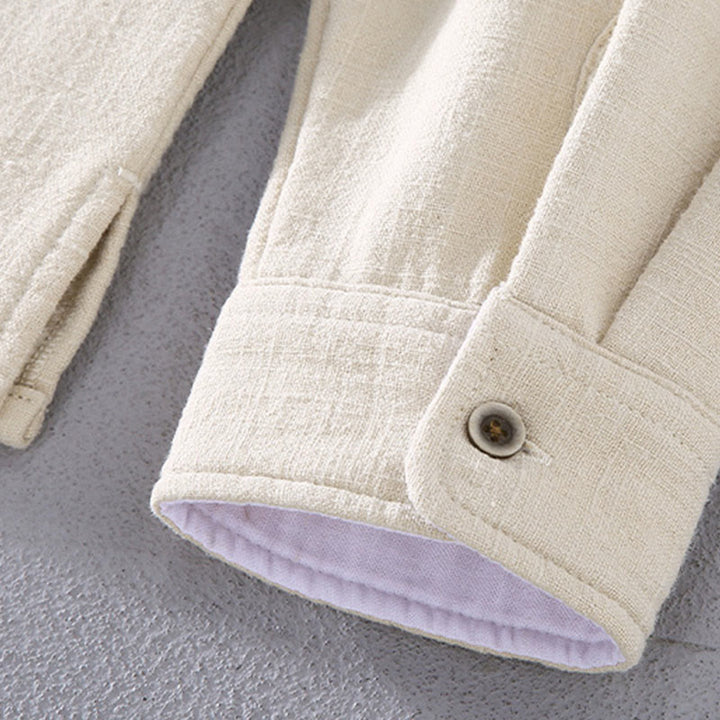 Chaqueta térmica de ramio con cuello alto, manga larga, forrada de felpa y bolsillos para hombre de Buddha Stones. - image 10