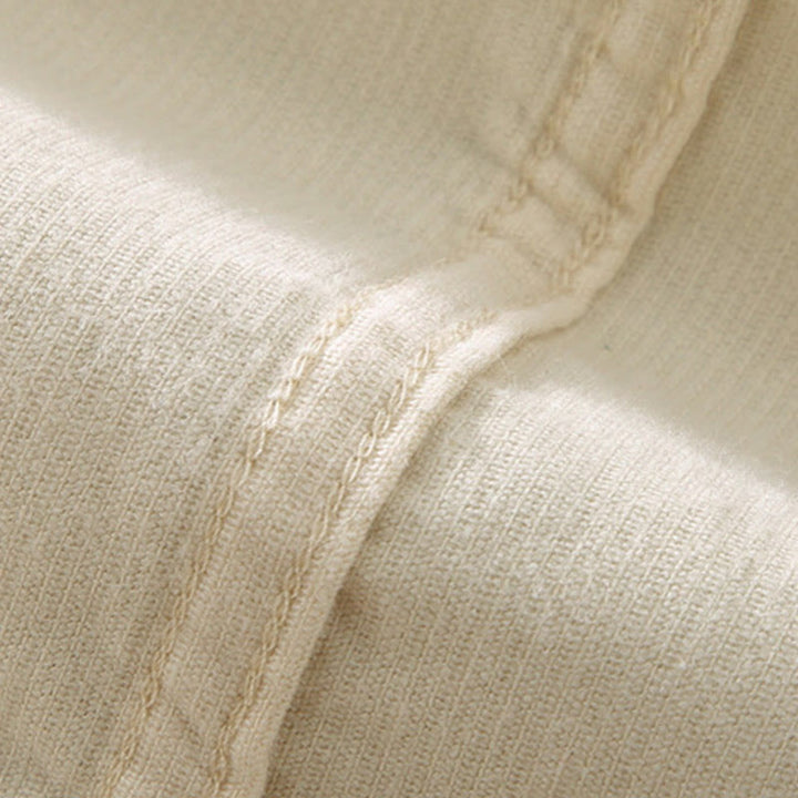 Camisa de pana de algodón puro de manga larga con botones de color liso para hombre de Buddha Stones - image 9