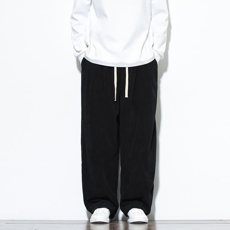 Pantalones harem para hombre de pana pura con cordón ajustable y estampado de Buddha Stones. - Negro - US/UK/AU46, EU56 (5XL) - image 23