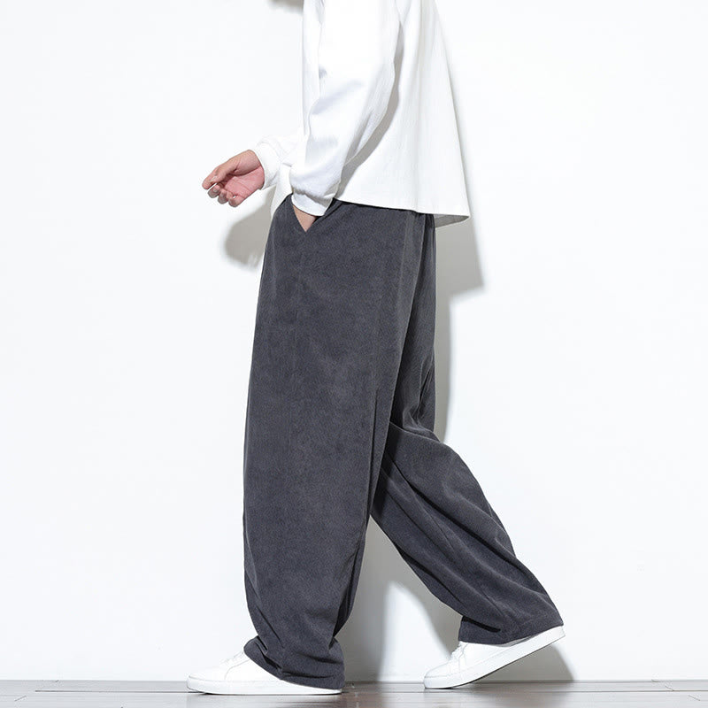 Pantalones harem para hombre de pana pura con cordón ajustable y estampado de Buddha Stones. - image 15