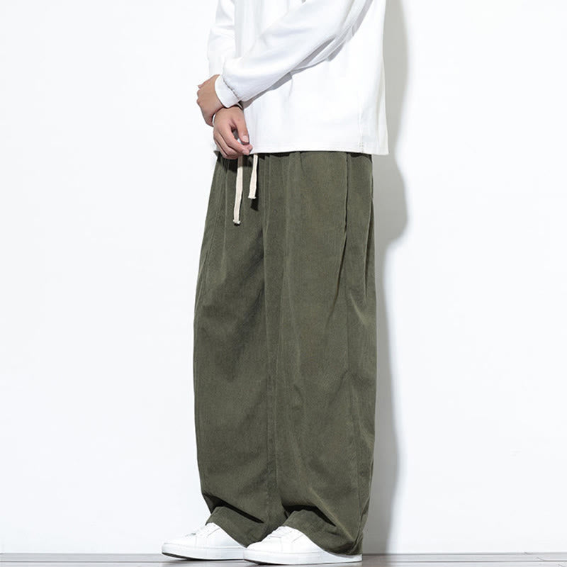 Pantalones harem para hombre de pana pura con cordón ajustable y estampado de Buddha Stones. - image 4