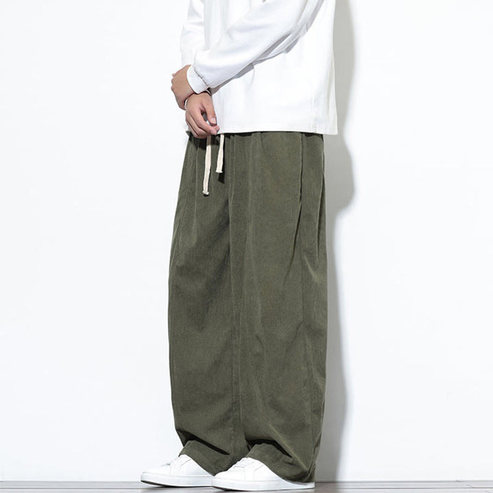 Pantalones harem para hombre de pana pura con cordón ajustable y estampado de Buddha Stones. - image 4