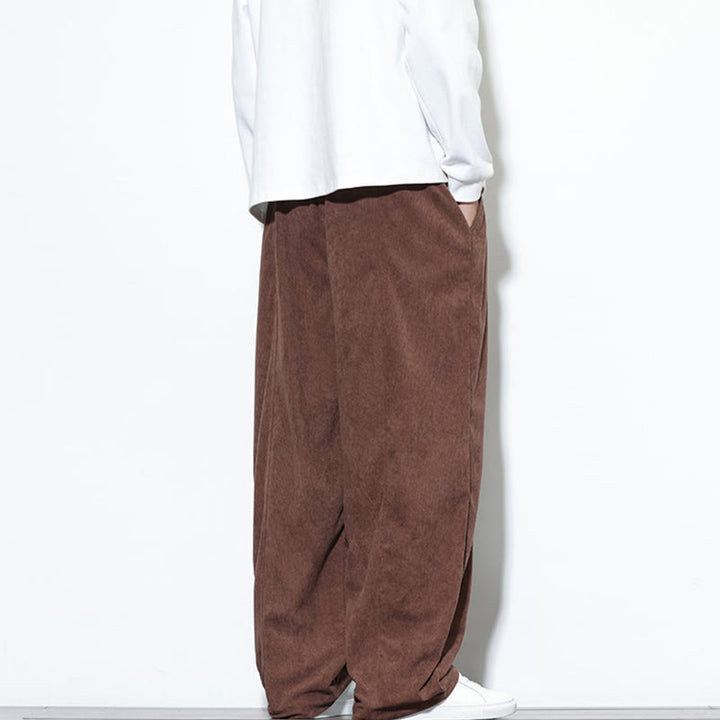 Pantalones harem para hombre de pana pura con cordón ajustable y estampado de Buddha Stones. - image 37