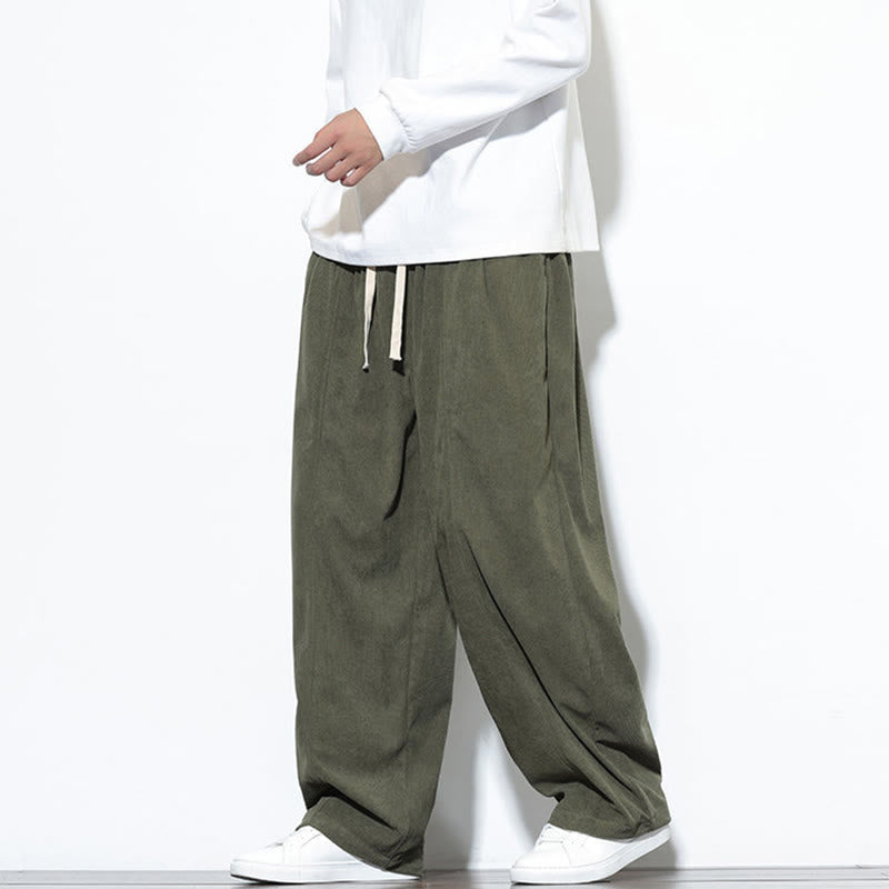 Pantalones harem para hombre de pana pura con cordón ajustable y estampado de Buddha Stones. - image 3