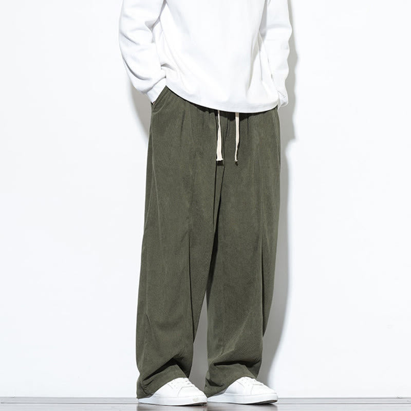 Pantalones harem para hombre de pana pura con cordón ajustable y estampado de Buddha Stones. - image 9