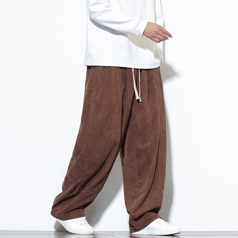 Pantalones harén de pana de algodón puro con cordón ajustable y bolsillos para hombre de Buddha Stones - image 33