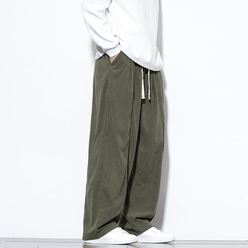 Pantalones harén de pana de algodón puro con cordón ajustable y bolsillos para hombre de Buddha Stones - image 8