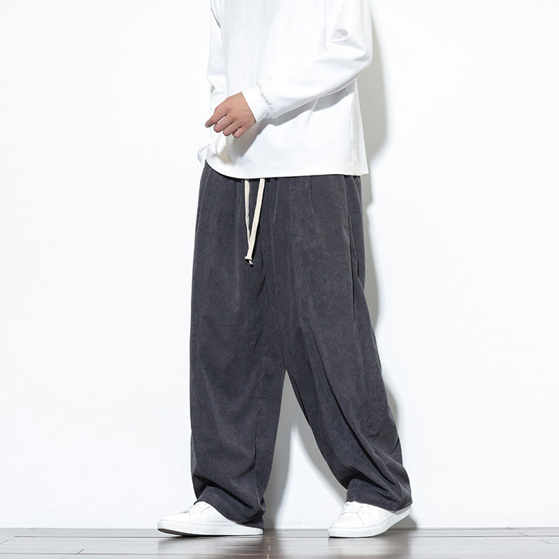 Pantalones harem para hombre de pana pura con cordón ajustable y estampado de Buddha Stones. - image 13
