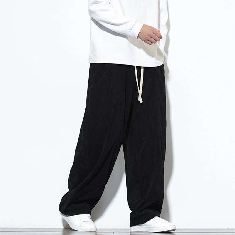 Pantalones harem para hombre de pana pura con cordón ajustable y estampado de Buddha Stones. - image 25