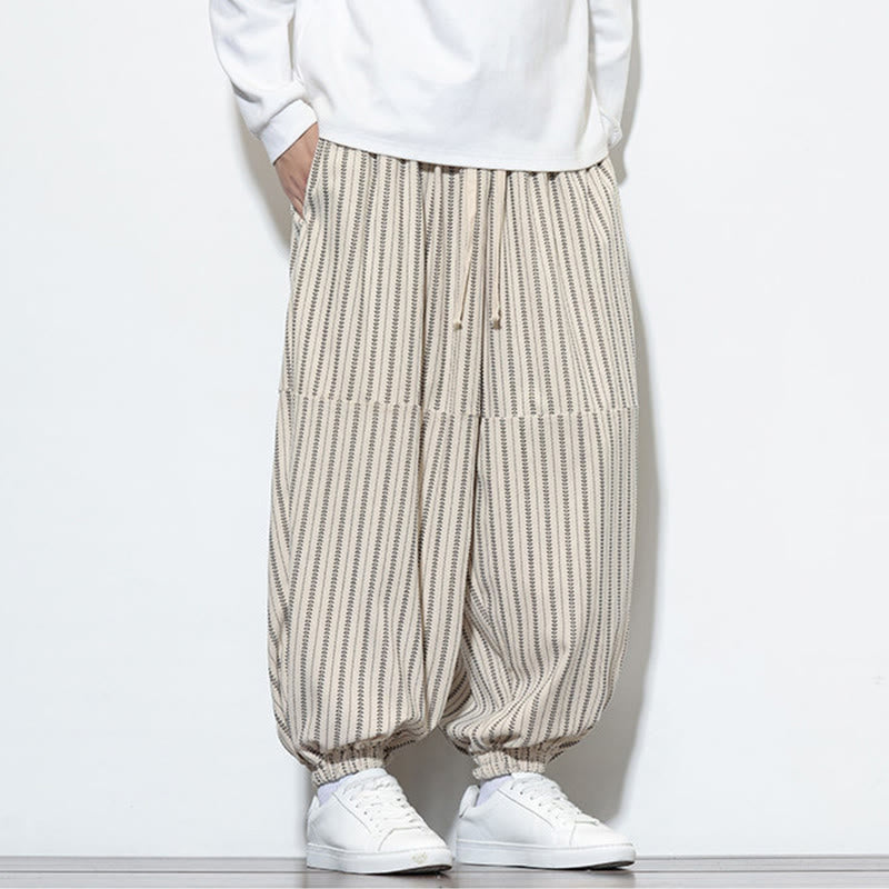 Pantalones de pana estilo harén para hombre con cordón y bolsillos, estampado de rayas otoñales y Buddha Stones - image 22