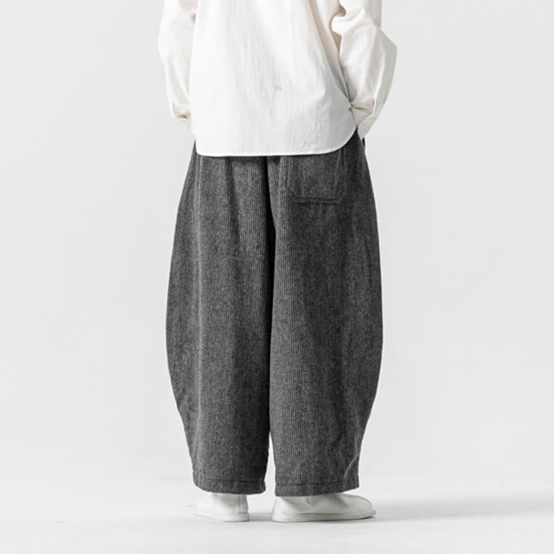 Pantalones de algodón de pierna ancha con bolsillos y diseño de cordón de color liso para hombre de Buddha Stones Daily - image 3