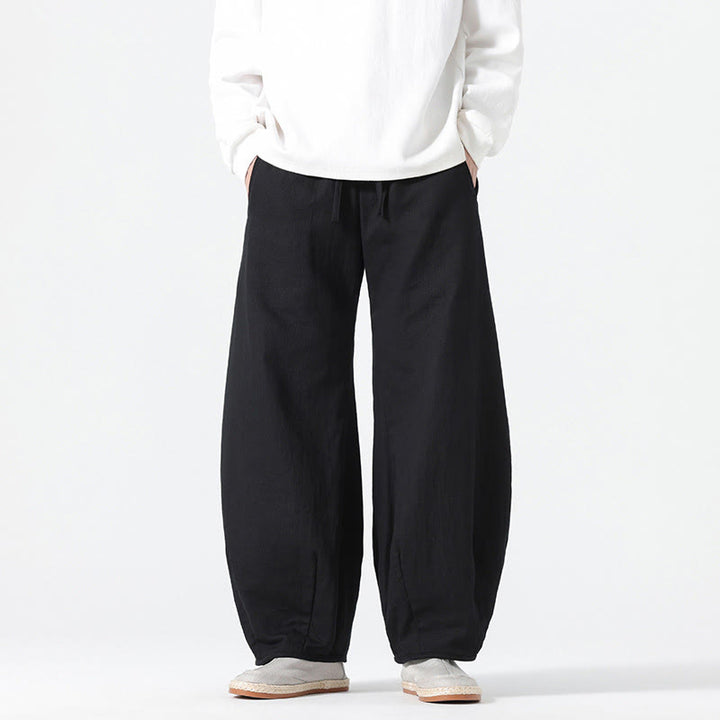 Pantalones anchos de estilo zen chino con cordón diario Buddha Stones para hombre, con bolsillos - image 19