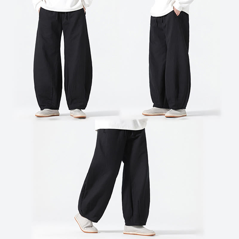 Pantalones anchos de estilo zen chino con cordón diario Buddha Stones para hombre, con bolsillos - image 23