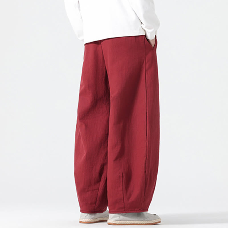 Pantalones anchos de estilo zen chino con cordón diario Buddha Stones para hombre, con bolsillos - image 12