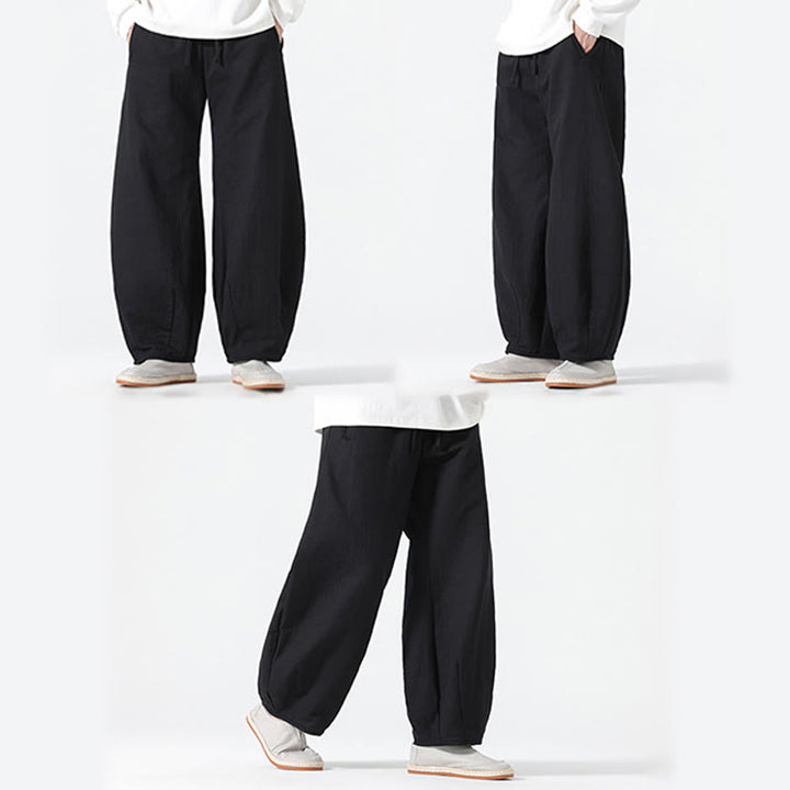 Pantalones anchos de estilo zen chino con cordón diario Buddha Stones para hombre, con bolsillos - image 23
