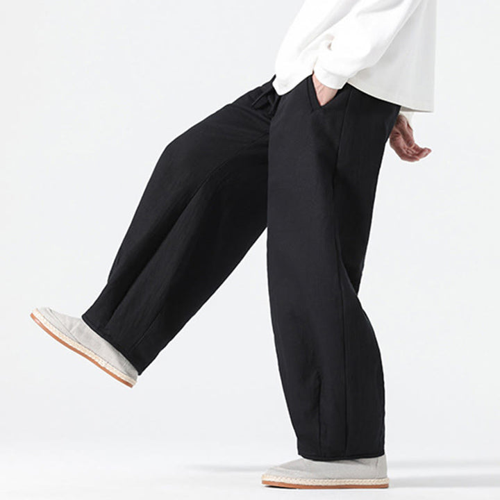 Pantalones anchos de estilo zen chino con cordón diario Buddha Stones para hombre, con bolsillos - image 22