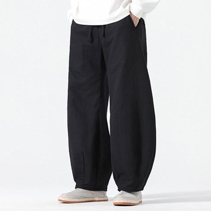 Pantalones anchos de estilo zen chino con cordón diario Buddha Stones para hombre, con bolsillos - image 20