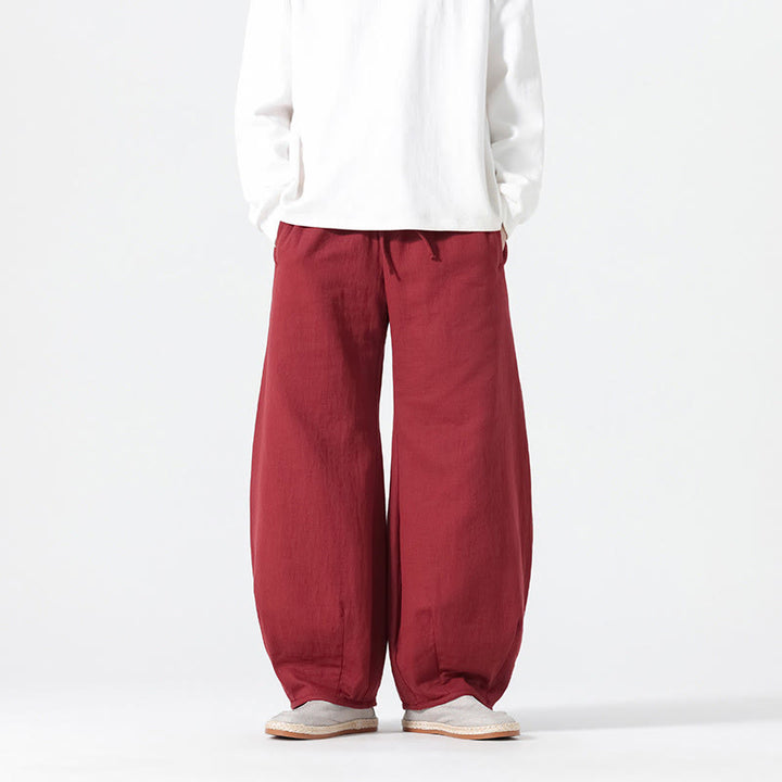 Pantalones anchos de estilo zen chino con cordón diario Buddha Stones para hombre, con bolsillos - image 11