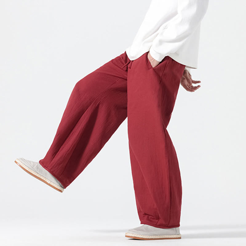 Pantalones anchos de estilo zen chino con cordón diario Buddha Stones para hombre, con bolsillos - image 16