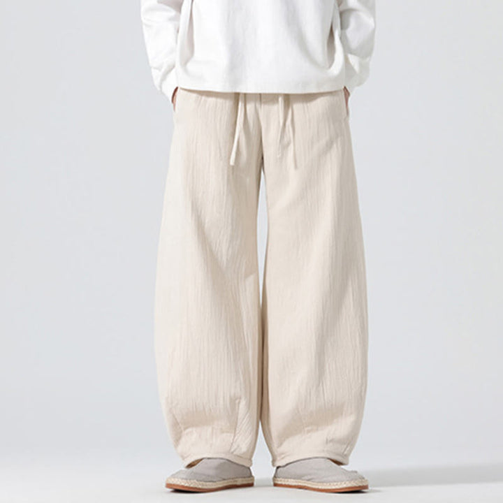 Pantalones anchos de estilo zen chino con cordón diario Buddha Stones para hombre, con bolsillos - image 1