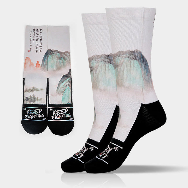 Calcetines unisex con diseño de Buddha Stones, loto, paisaje chino, micro tripulación, para hombre y mujer - Blanco floral - Talla única (US. 5-10.5, EU 38-44, UK/AU 5-10.5, AISA 24.5-28 cm) - image 10