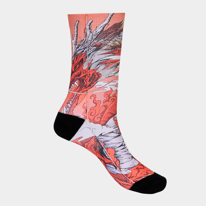 Calcetines unisex con diseño de Buddha Stones, dragón rojo, volcán, sol, árbol, montañas, micro tripulación, para hombre y mujer - image 7
