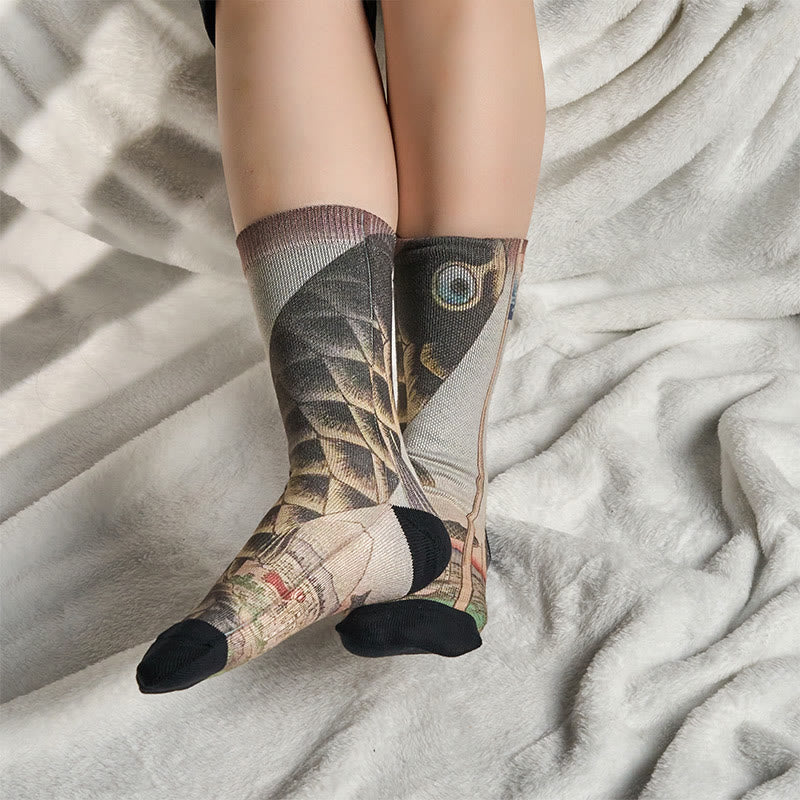 Calcetines unisex con diseño de pez koi y monte Fuji para hombre y mujer - image 6