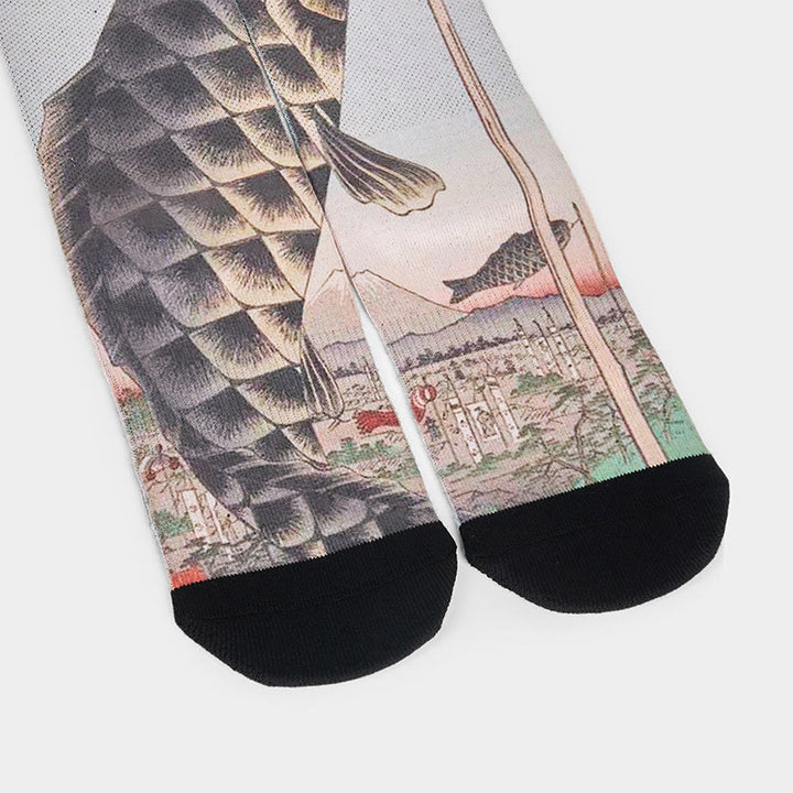 Calcetines unisex con diseño de pez koi y monte Fuji para hombre y mujer - image 3