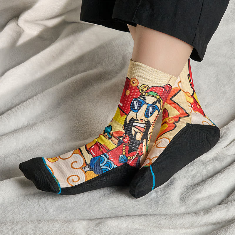 Calcetines unisex con diseño de Buddha Stones, Dios de la Riqueza, sobres rojos, lingotes, micro tripulación, para hombre y mujer - image 4
