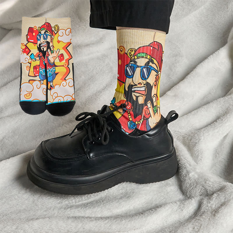 Calcetines unisex con diseño de Buddha Stones, Dios de la Riqueza, sobres rojos, lingotes, micro tripulación, para hombre y mujer - PapayaWhip - ML (US. 7,5-12, EU 40-45, UK/AU 7-11,5, AISA 25,5-28,5 cm) - image 0