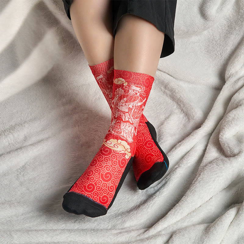 Calcetines unisex con diseño de Buddha Stones auspiciosas, informales, con piedras, dios de la riqueza - image 5