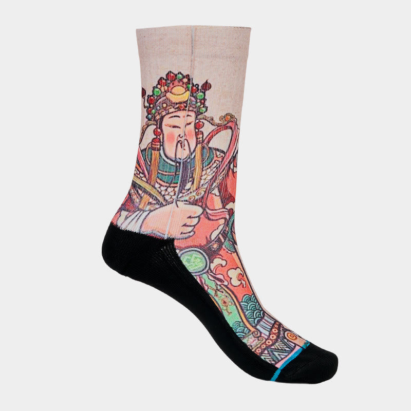 Calcetines unisex con diseño de Buddha Stones, Dios de la Riqueza, con asa Ruyi, para hombre y mujer - image 7