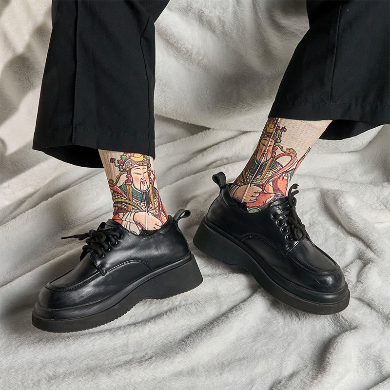 Calcetines unisex con diseño de Buddha Stones, Dios de la Riqueza, con asa Ruyi, para hombre y mujer - image 6