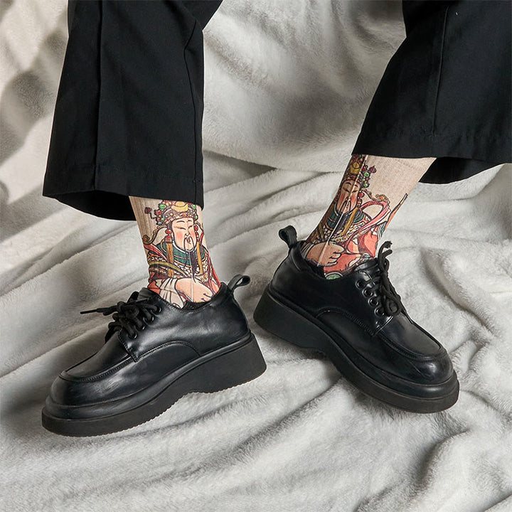 Calcetines unisex con diseño de Buddha Stones, Dios de la Riqueza, con asa Ruyi, para hombre y mujer - image 6