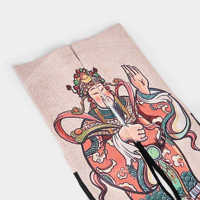 Calcetines unisex con diseño de Buddha Stones, Dios de la Riqueza, con asa Ruyi, para hombre y mujer - image 2