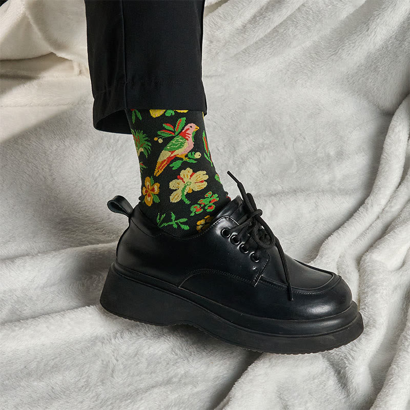 Calcetines unisex de algodón con diseño de pájaros y flores en flor de Buddha Stones para hombre y mujer - image 3