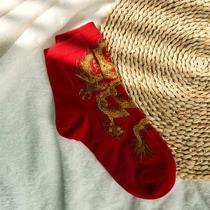 5 pares de calcetines casuales con diseño de dragón dorado para mujer de Buddha Stones - image 30