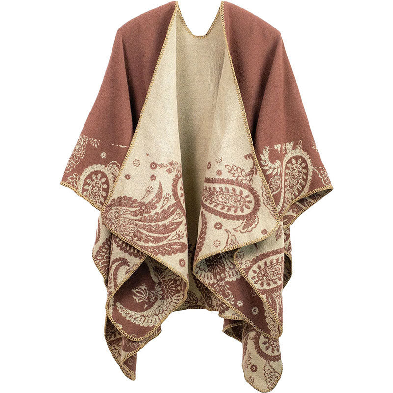 Bufanda unisex térmica y acogedora con estampado de cachemira tibetano de Buddha Stones para otoño e invierno - Rojo indio - image 1