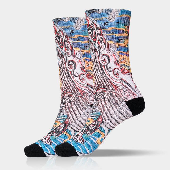 Calcetines unisex con diseño de Buddha Stones , olas y atardecer, para hombre y mujer - image 10