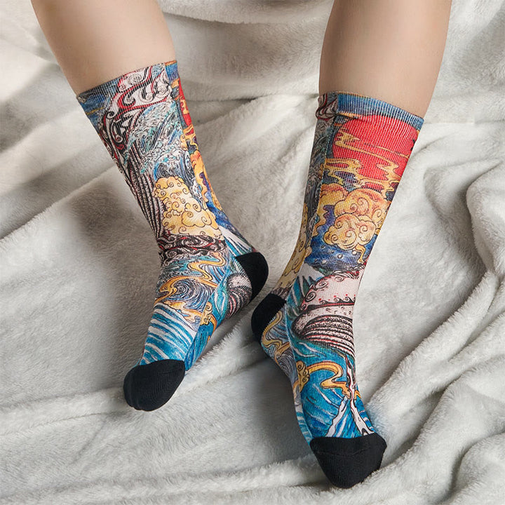 Calcetines unisex con diseño de Buddha Stones , olas y atardecer, para hombre y mujer - image 6