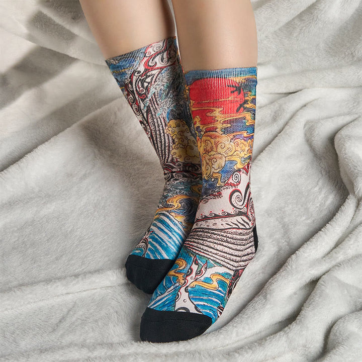 Calcetines unisex con diseño de Buddha Stones , olas y atardecer, para hombre y mujer - image 5