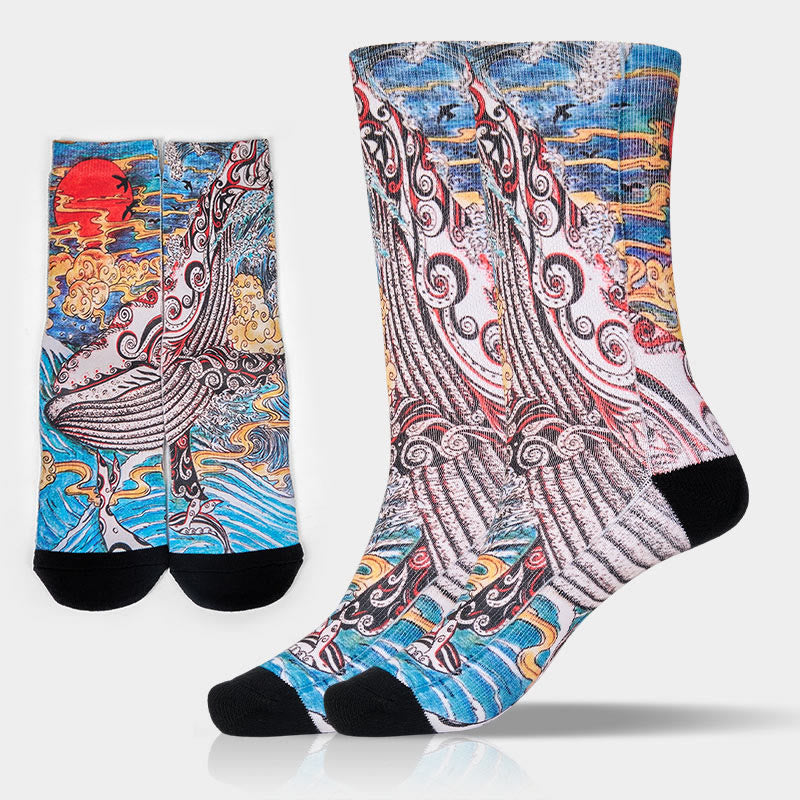 Calcetines unisex con diseño de Buddha Stones , olas y atardecer, para hombre y mujer - Azul cielo claro - ML (US. 8-12, EU 41-45, UK/AU 7,5-11,5, AISA 25,5-28,5 cm) - image 0