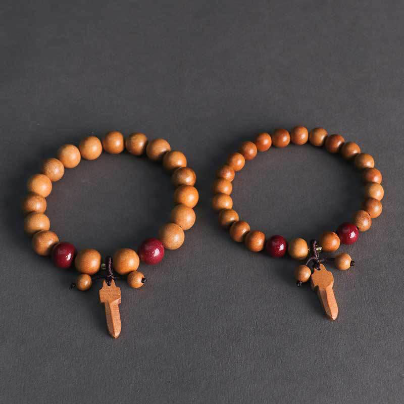 Pulsera de riqueza con amuleto de espada de cinabrio y madera de melocotón con Buddha Stones - image 10